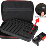 mallette rangement batteries texturée noir bordure rouge compartimentée piles button aaa aa 9v