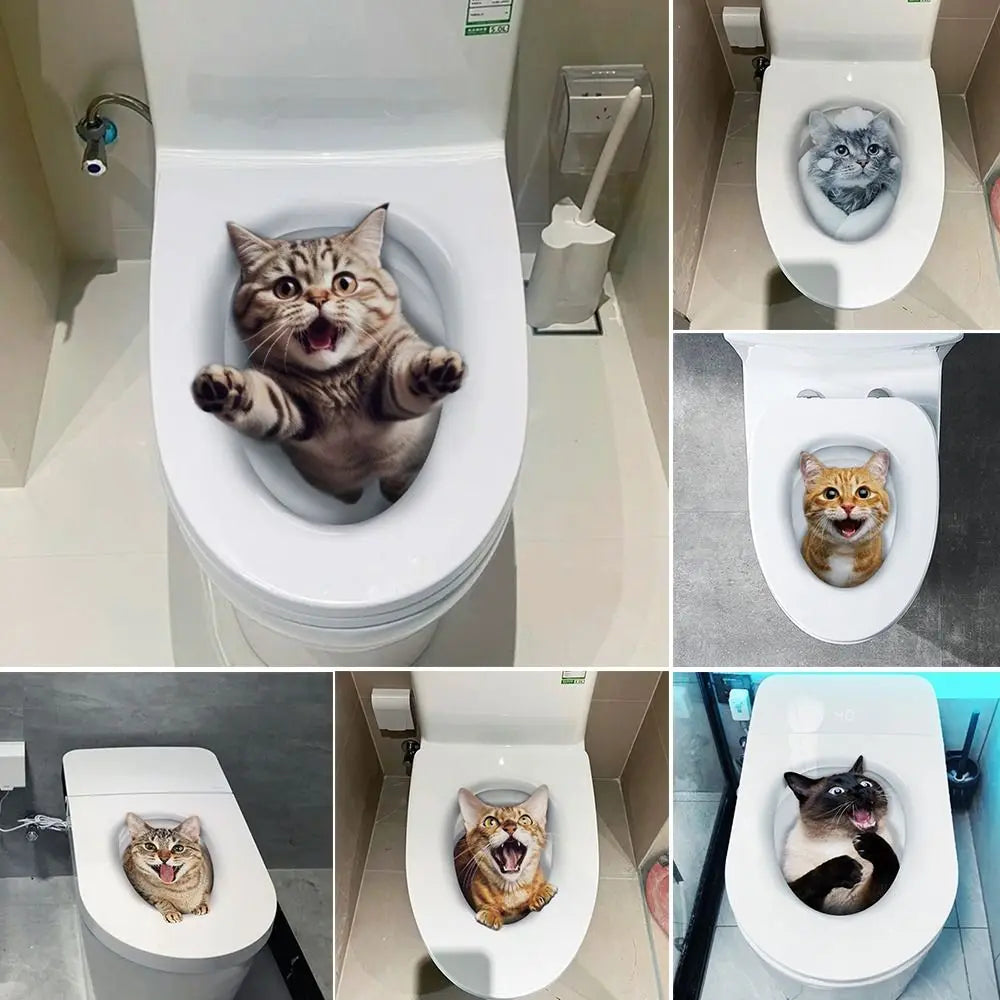 stickers decoratifs toilette animaux 3d realistes blanc gris beige opaques diverse options variante