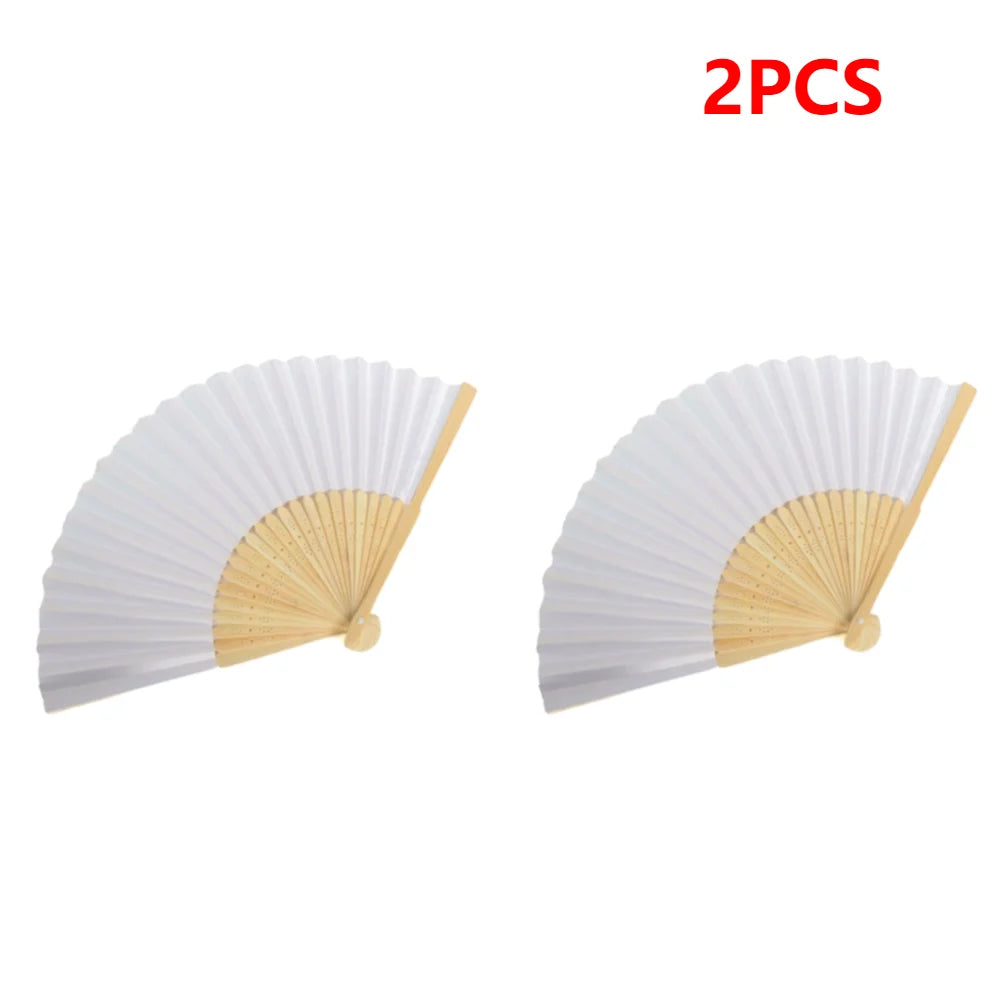 éventail pliant bambou papier blanc rayures traditionnel calligraphie peinture cadeau mariage bricolage