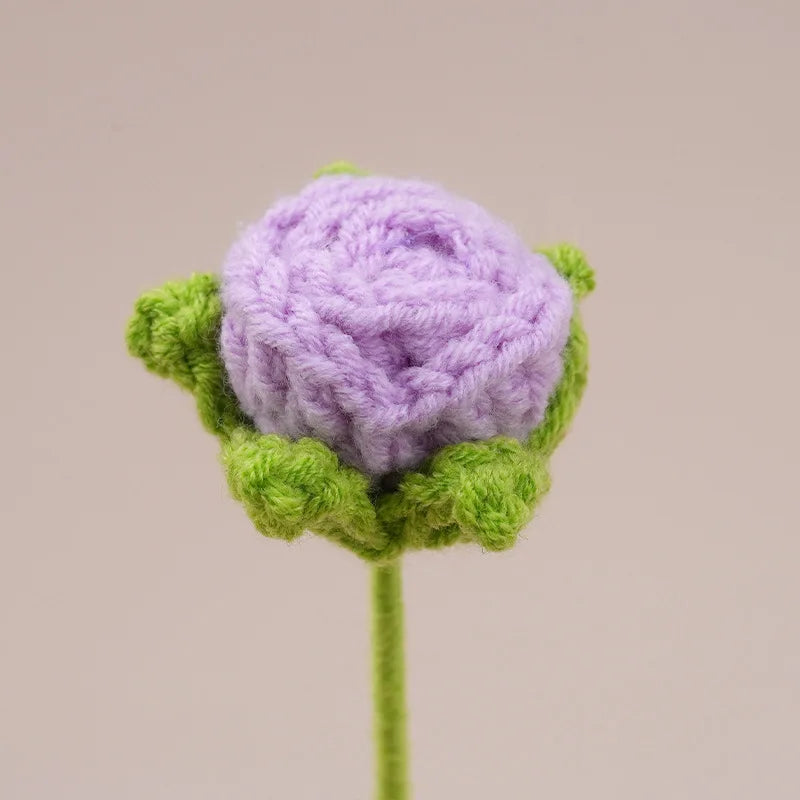 fleurs artificielles tricotées violet orange rose bleu blanc rouge jaune artisanale crochet decoration maisonintérieur