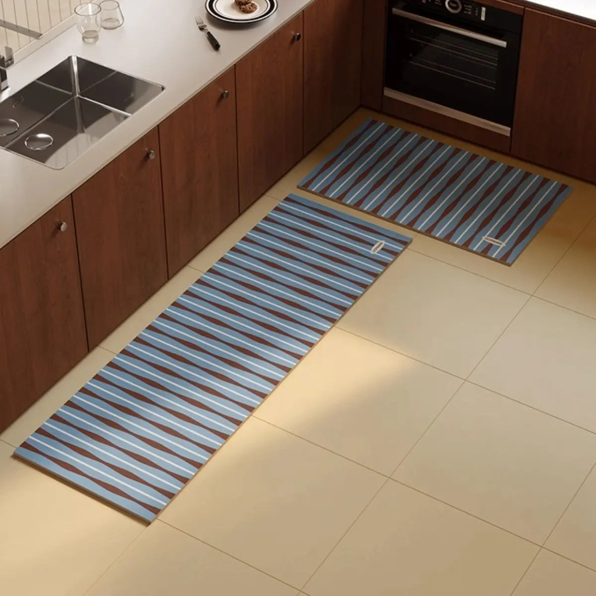 tapis sol moderne rayures antidérapant absorbant eau séchage rapide cuisine salle bain