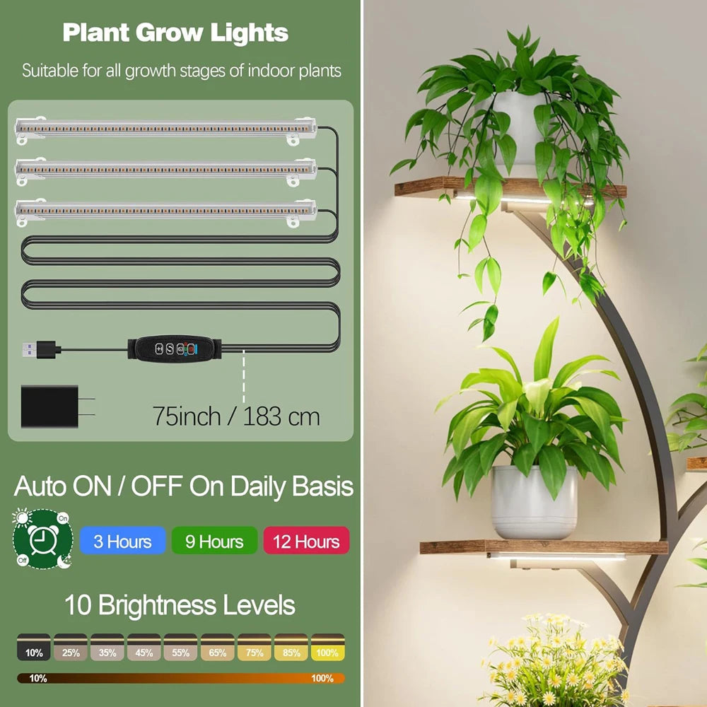 éclairage led plante blanc moderne clips commande luminosité câble usb 183cm