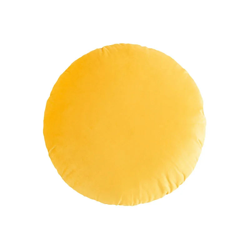taies d'oreillers rondes velours couleurs unies moderne décoratives intérieur blanc bleu marine jaune rose