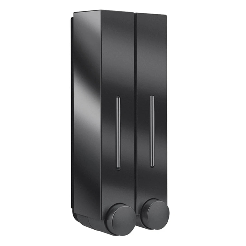 distributeur savon liquide noir blanc moderne adhésif easy install hygiène salle bain minimaliste matériaux