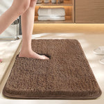 tapis bain antidérapant lavable machine couleur unie polyester marron gris blanc moderne