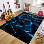 tapis géométrique noir rouge polygonal moderne salon chambre décoration intérieure polyester PVC