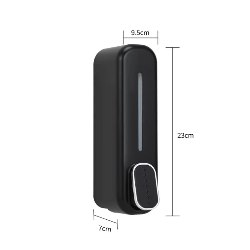 distributeur savon liquide mural blanc doré moderne adhésif bouton déclenchement fenêtre remplissage minimaliste