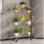 présentoir fleurs moderne blanc doré géométrique 102cm hauteur 65cm largeur