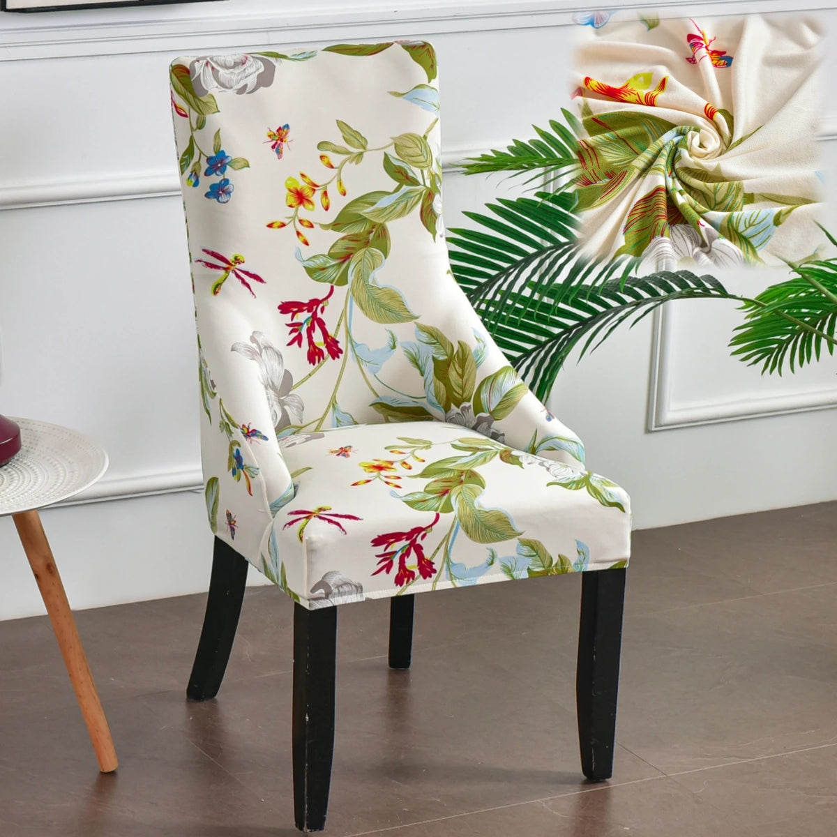 housse chaise velours extensible imprimé floral fauteuil salle manger moderne décoration