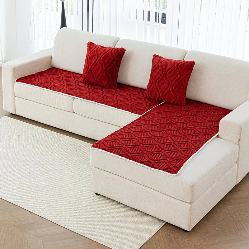 coussin canapé beige clair motif géométrique moderne fixation textile doux maison hiver