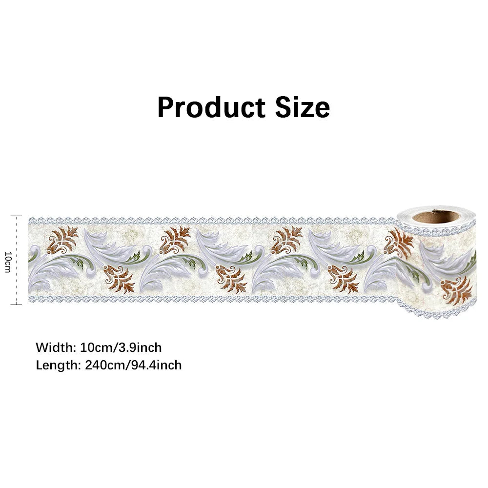 ruban decoratif adhesif blanc motif geometrique 10cm 240cm classique decoration murale impermehable