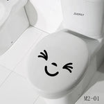 sticker autocollant visage souriant dessin animé noir salle bains décoration murale étanche pvc