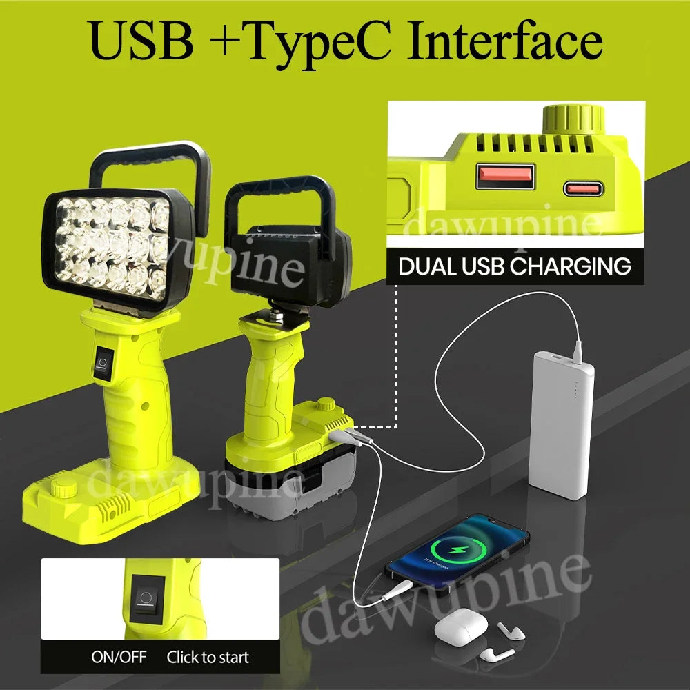 lampe travail led rechargeable vert fluo moderne portable abs opacity poignée cem certification