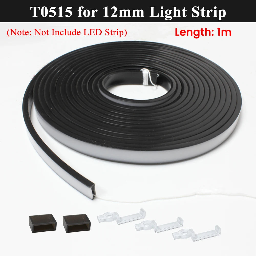 ruban led flexible noir mat moderne adhésif clips adhésifs noirs blancs silicone 5m 1m