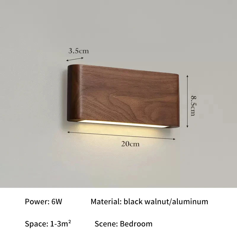 lampe murale moderne bois minimaliste marron foncé éclairage quotidien chambre salon entrée étude cuisine
