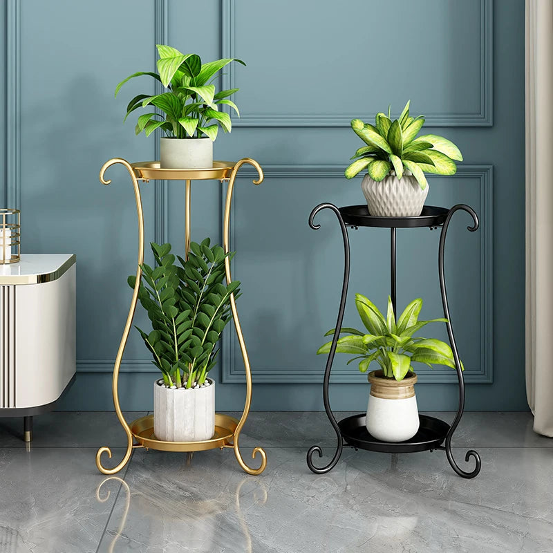 étagères métal or noir blanc plantes intérieur classique moderne autoinstallation multifonctionnels pots