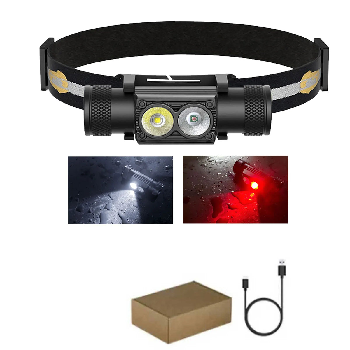 lampe torche led rechargeable camping chasse pêche noir vert rouge modulaire