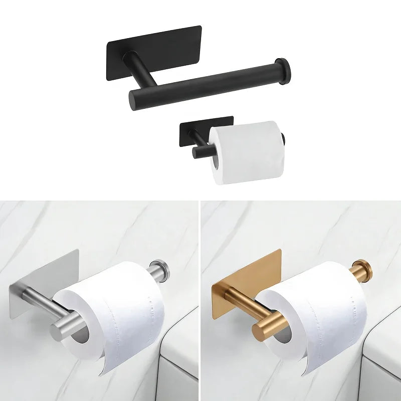 porte rouleau papier toilette noir or argent adhésif moderne salle bain inoxydable matériau