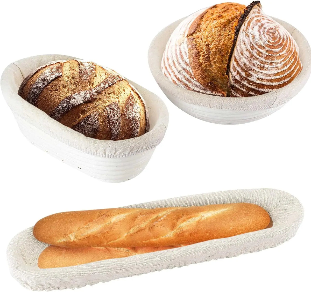 panier banneton rotin naturel tissu coton beige pain levain boulangerie artisanale traditionnelle