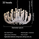lustre contemporain transparent tubulaire suspension salon chambre ampoules led 15 30mètres carrés