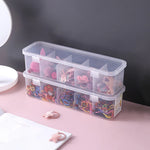 boîtes rangement transparentes compartiments accessoires cheveux organisation élastiques barrettes pinces