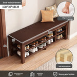 tabouret rangement chaussures bois naturel moderne minimaliste coussin rembourré étagère entrée multifonction adultes seniors