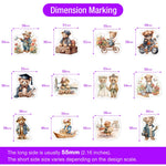 sticker illustratif teddy bear multicolore scène pêche jardinage voyage adhésif waterproof moderne scrapbooking journal