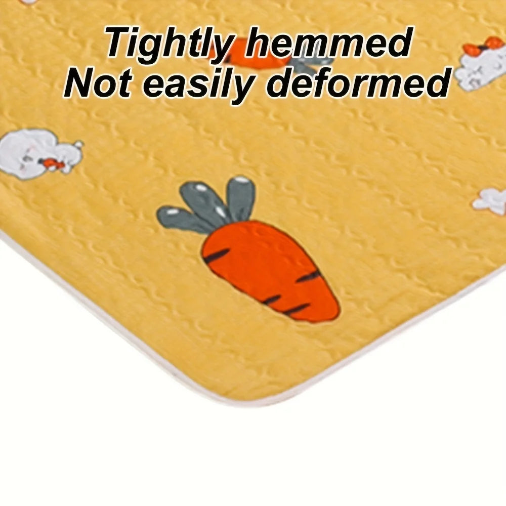 tapis lapin carotte polaire jaune motif moderne absorbant lavable sans glisser cage saison