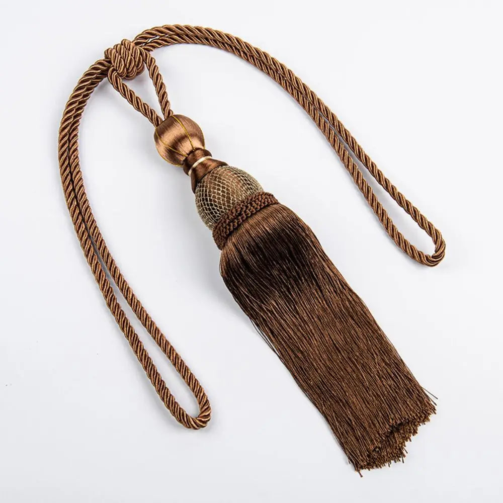 pompons rideaux classiques doré brillants anneaux attaches rubans uni élégants variés couleurs