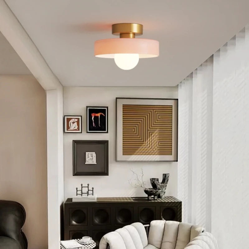 plafonnier moderne verre opacique vert rose noir jaune cool warm ledintérieur chambre salon