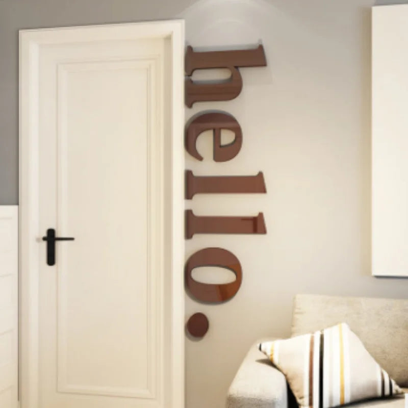 lettres murales adhésives 3d marron rose noir rond brillant moderne chambre salon entréeporte