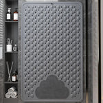 tapis bain antidérapant microfibre gris bleu clair nuage texturé moderne minimaliste douche salle bain