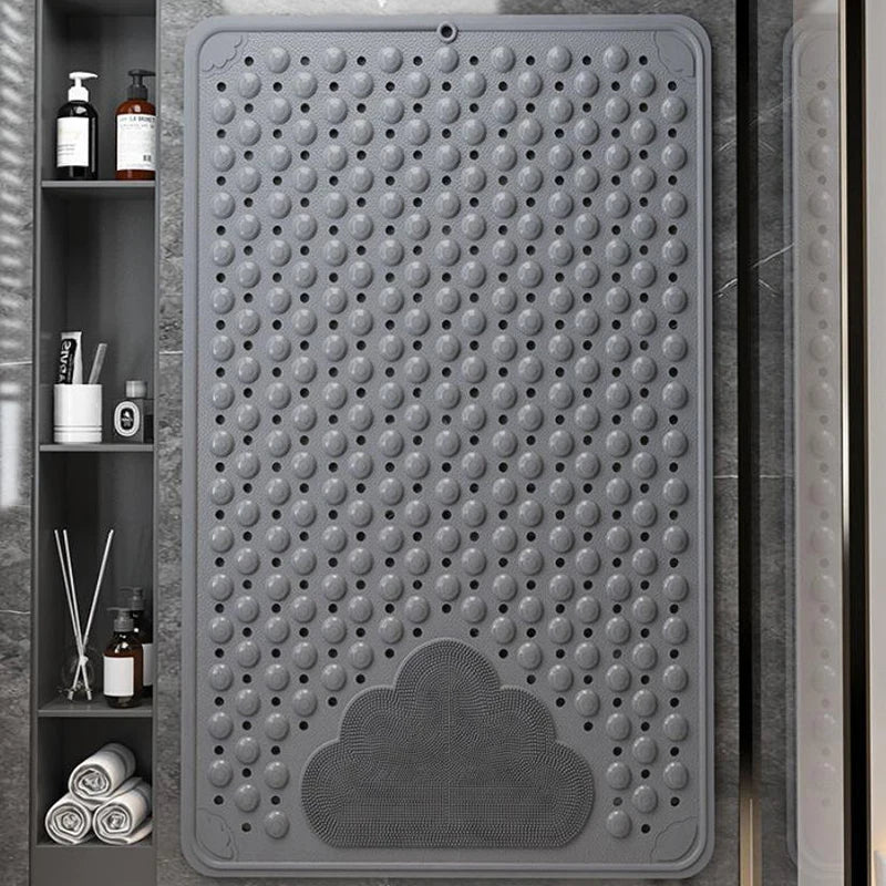 tapis bain antidérapant microfibre gris bleu clair nuage texturé moderne minimaliste douche salle bain