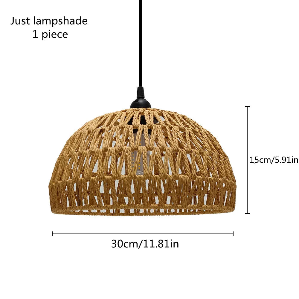 abat jour tressé naturel rustique moderne opacité suspension 30cm 300mm