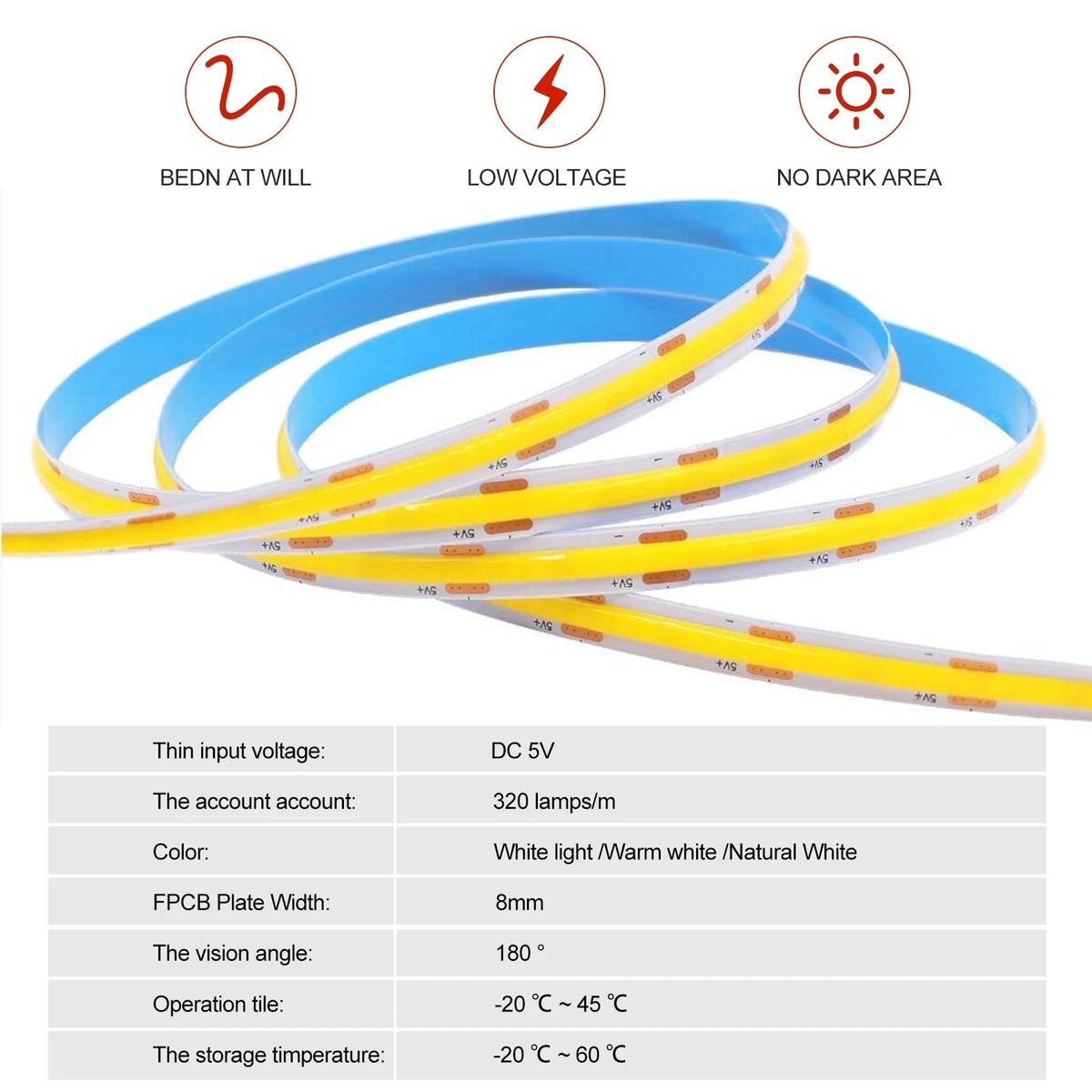 ruban led flexible blanc jaune adhésif 3000k 4000k 6000k contrôleur câble usb moderne chambre