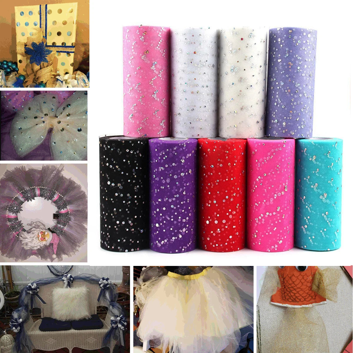 tulle décoratif paillettes rose gris noir rouge mariage décoration événementiel fourniture festive matériaux bricolage