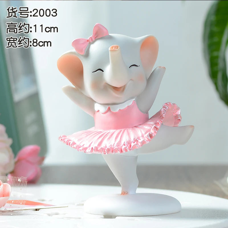 figurines éléphants résine rose blanche adorable décorative enfantine accessoire chambre