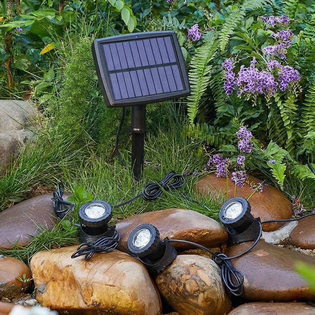 projecteurs solaires led spots extérieurs automatiques submersibles jardin modernes noirs