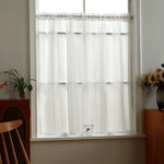 rideau blanc moderne translucide points noirs ruban fixation polyester maison officehôtelcafétaille132x80cm