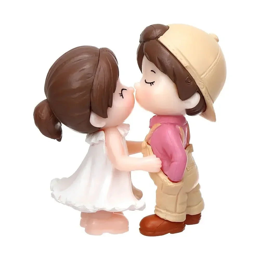 figurines couple cartoon blanc bleu décoration intérieure extérieure amoureux stylisées ornement maison jardin