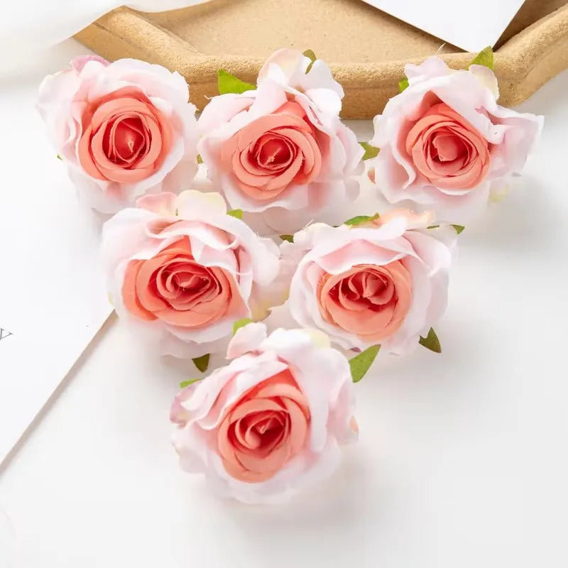 fleurs artificielles roses soie feuilles vertes décoration mariage fête maison scrapbooking