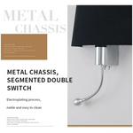 lampe murale moderne abatjour tissu texturé beige clair noir minimaliste fixée mur chambre coucher