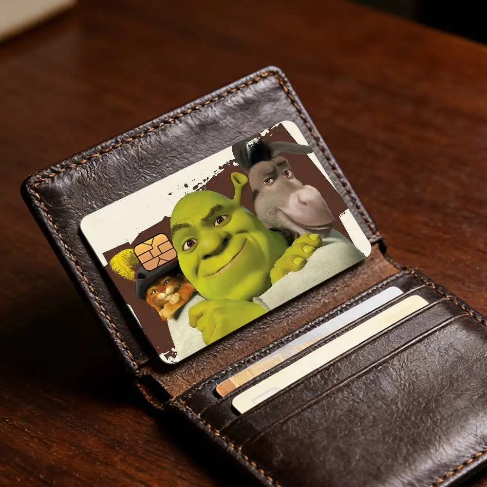 autocollants protection cartes bancaires face monstre vert shrek résistants rayures set pièces moderne illustratif