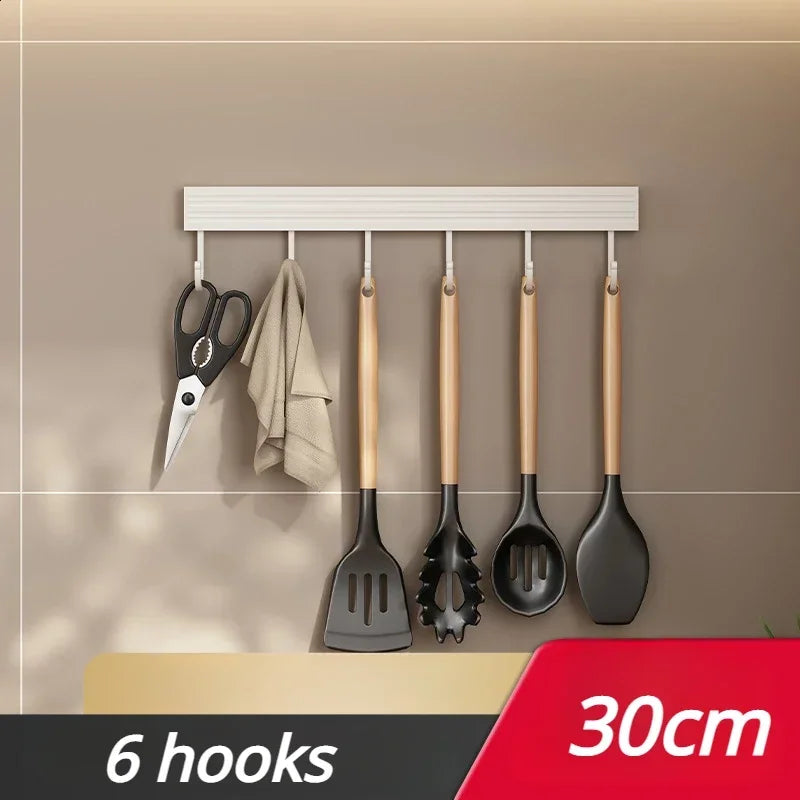 porte sacs mural aluminium fixations crochets mobiles rangement cuisine organisateur ustensiles blanc multifonction