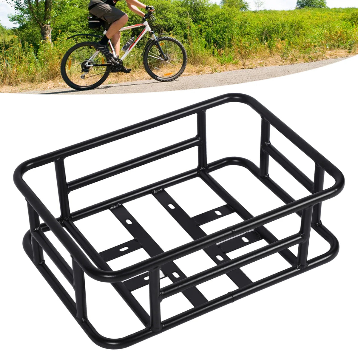 porte bagages arrière vélo acier noir finition mate industriel minimaliste fixations incluses