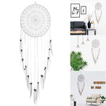 décoration bohème attrape rêves tissage ajouré plumes blanches guirlande suspendue chambre enfant ethnique