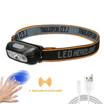 lampe frontale rechargeable led noire camping pêche nuit randonnée mode ajustable ceinture