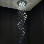suspension lumineuse moderne papillons cristal bleu transparent élégante lumière chaînes haute qualité