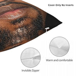 taie d'oreiller imprimée visage masculin moderne 100% polyester 45x45cm noir zip invisible décoratif lit