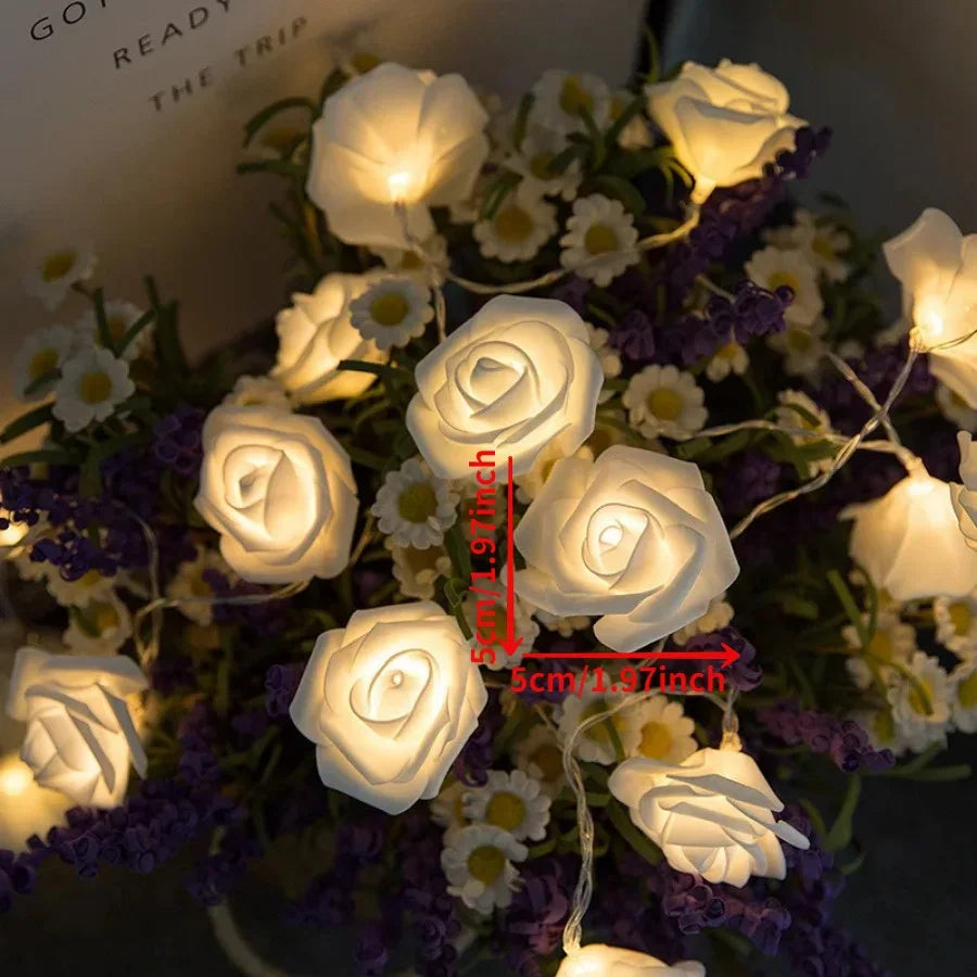 guirlande lumineuse roses artificielles romantique décoration intérieure saint valentin mariage festive
